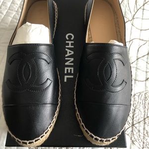 Chanel black espadrilles size 9